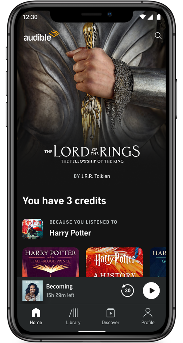 Audible premium App Home redesign