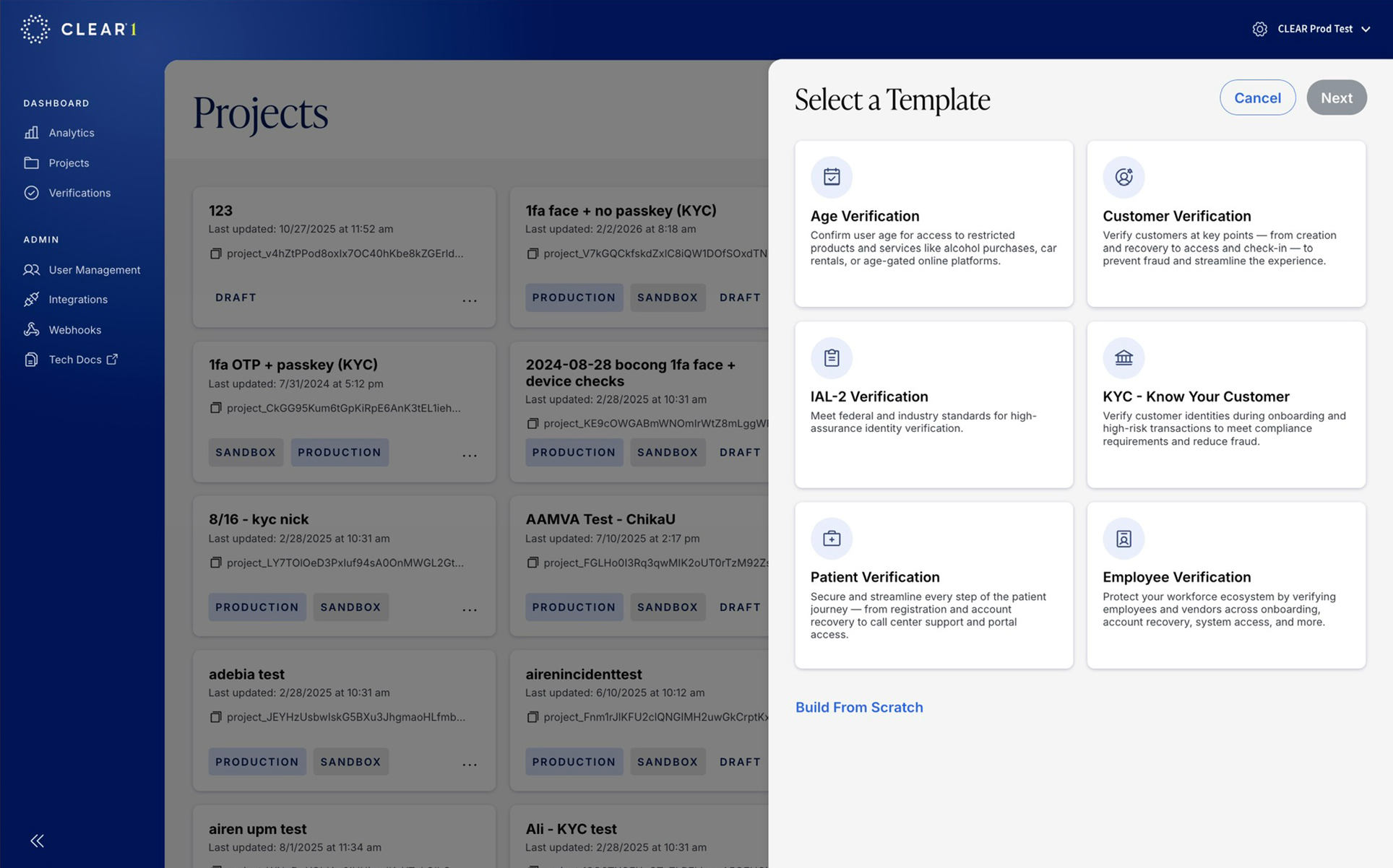 CLEAR configurable identity platform templates